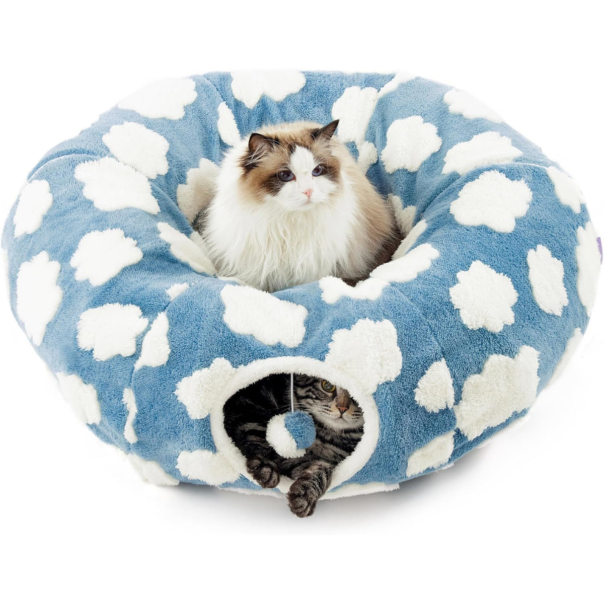 Túnel para gatos 2 en 1 · Diseño nubes