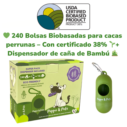 Box with 240 biobased bags (16 rolls) + 1 dispenser