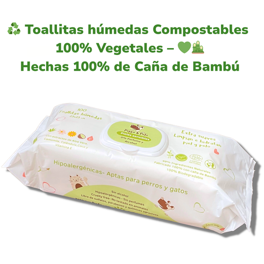🧼 100 Toallitas Húmedas Compostables