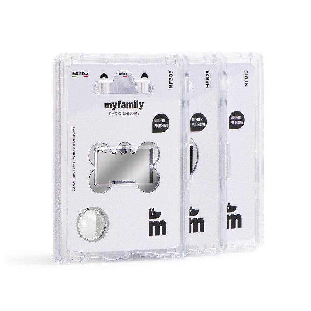 Chapa Myfamily Basic Hueso Latón Plata Brillante - Tamaño pequeño