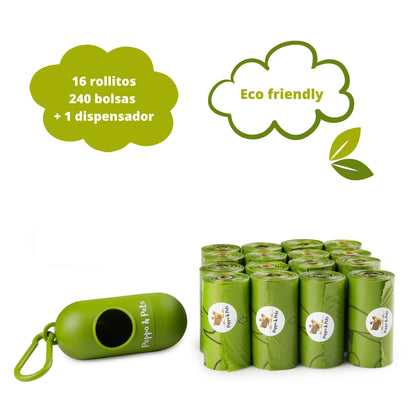 Box with 240 biobased bags (16 rolls) + 1 dispenser