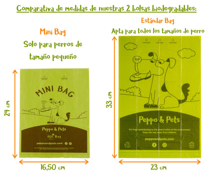 SMALL SIZED BAGS - Box with 24 rolls - 360 Mini bags - SUITABLE for SMALL sized DOGS only