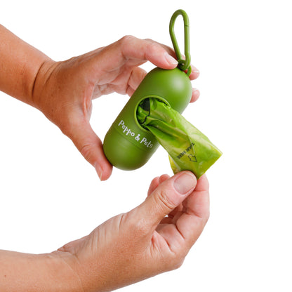 Box with 240 biobased bags (16 rolls) + 1 dispenser